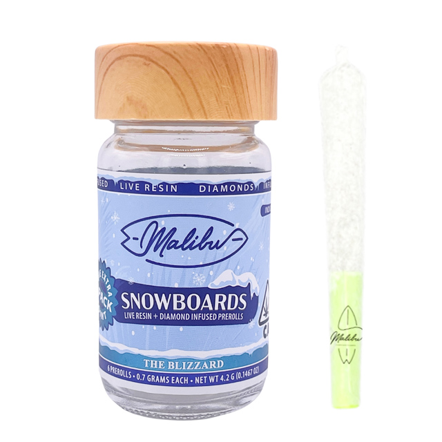 Malibu - The Blizzard Snowboard Diamond Infused Prerolls 6 Pack 4.2g