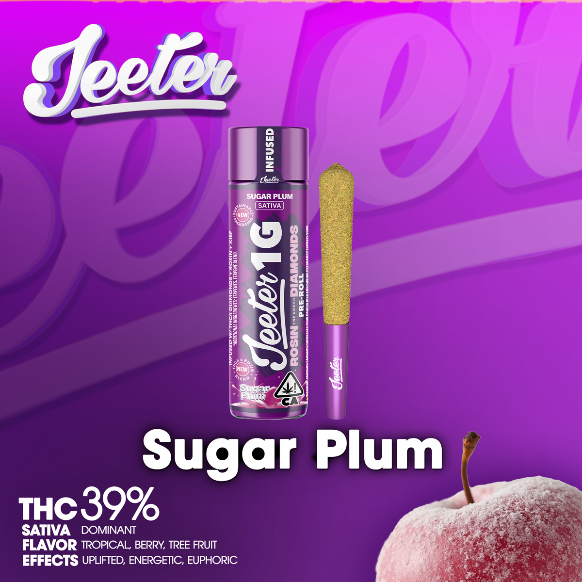 Jeeter-Preroll-Sugar-Plum-1×1-BRANDED-1200×1200 Quality Over Quantity - Cherry Gas Flower 14g