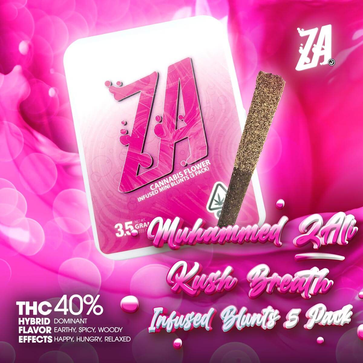 ZA-Muhammed-ZAli-Kush-Breath-Infused-Blunts-5-Pack—1×1-1200×1200 Cake - Sour Apple Pie Designer Distillate Disposable 1.25g