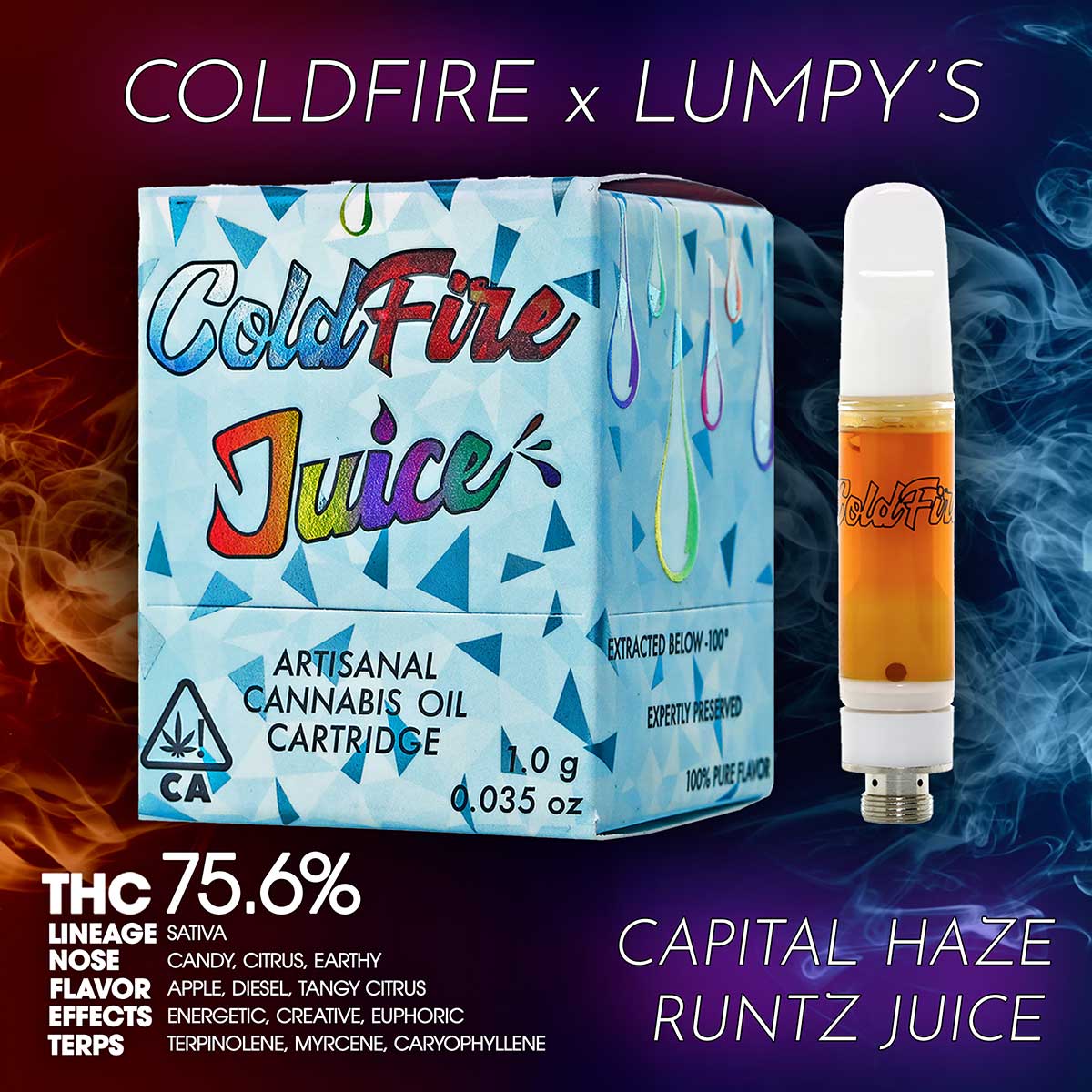 COLDFIRE-x-LUMPY’S-Vape-Dragon-Capital-Haze-Runtz-1×1-1200×1200 COLDFIRE x LUMPY'S - Capital Haze Runtz Juice Cartridge 1g