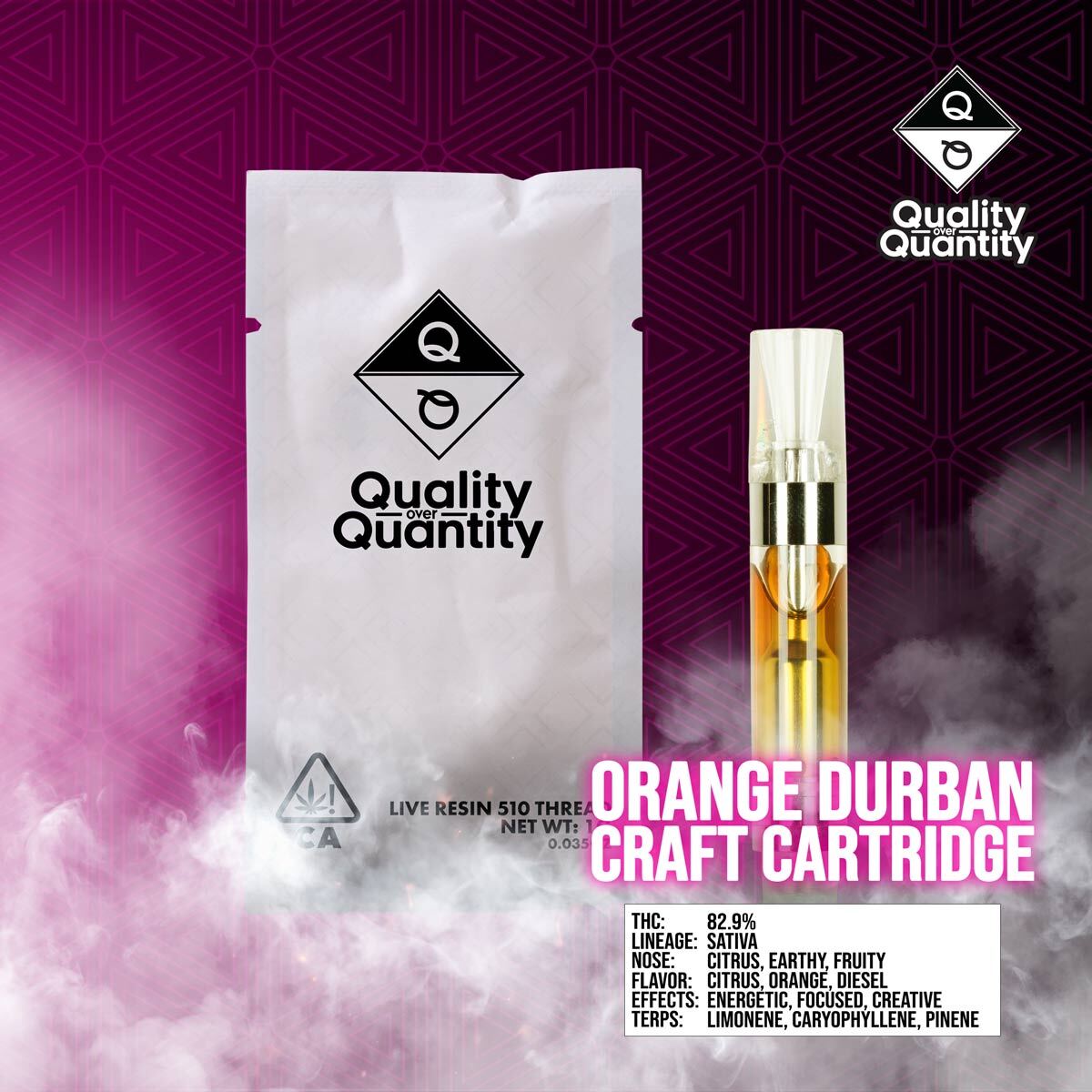 QUALITY OVER QUANTITY - Orange Durban Craft Cartridge 1g