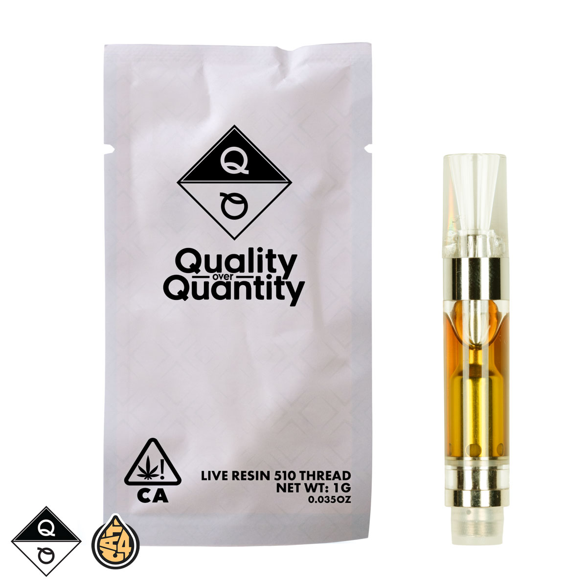 Q over Q – Concentrates – Generic Live Resin Cart 3 – WHT BG QUALITY OVER QUANTITY - Orange Durban Craft Cartridge 1g