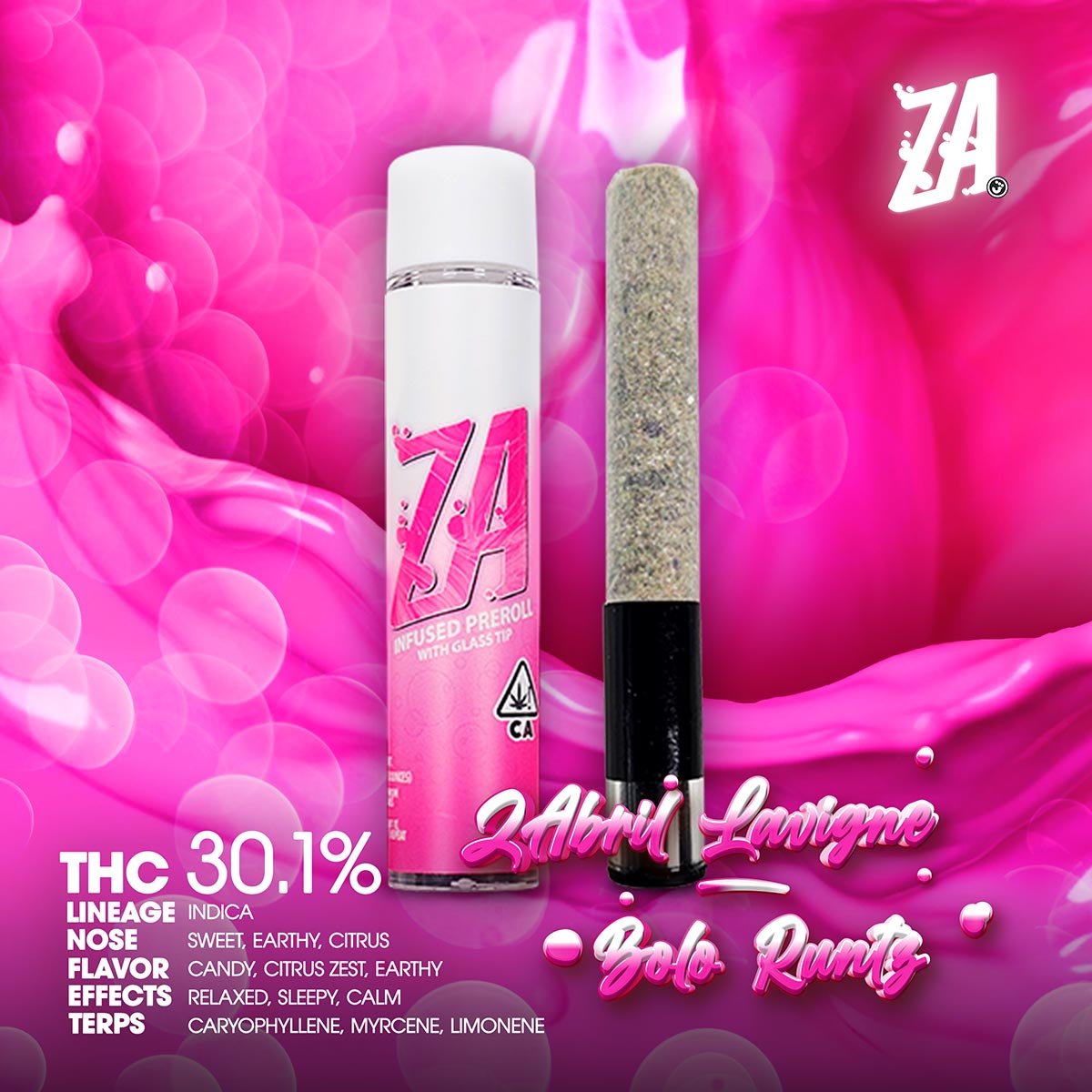 ZA-Preroll-ZAbril-Lavigne-Bolo-Runtz-1×1-1200×1200 ZA - ZAvril lavigne Bolo Runtz Infused Preroll 1.5g