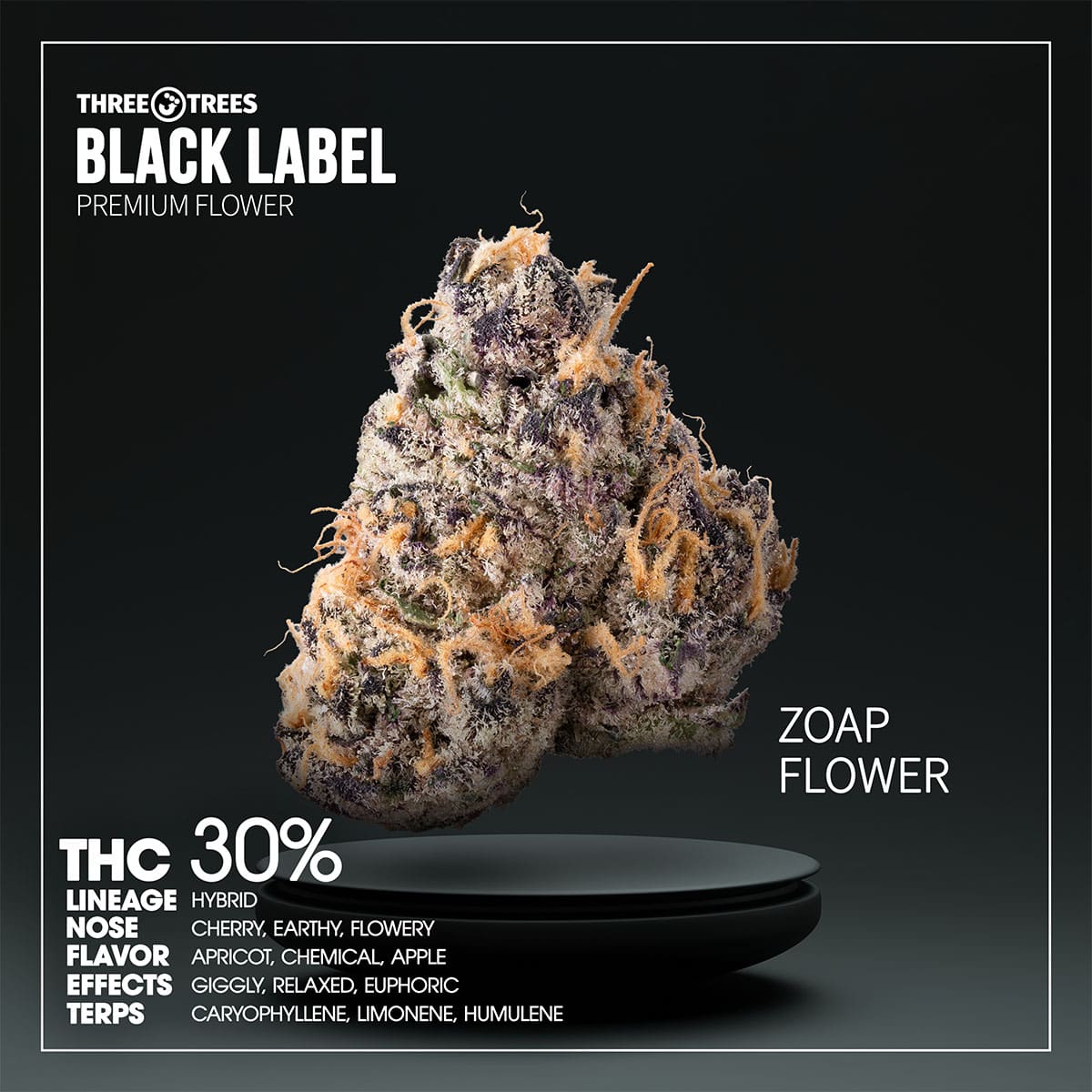 3T-Flower-Zoap Flower-1×1-BRANDED-1200×1200 (2) 3T BLK LBL - Zoap Flower 3.5g