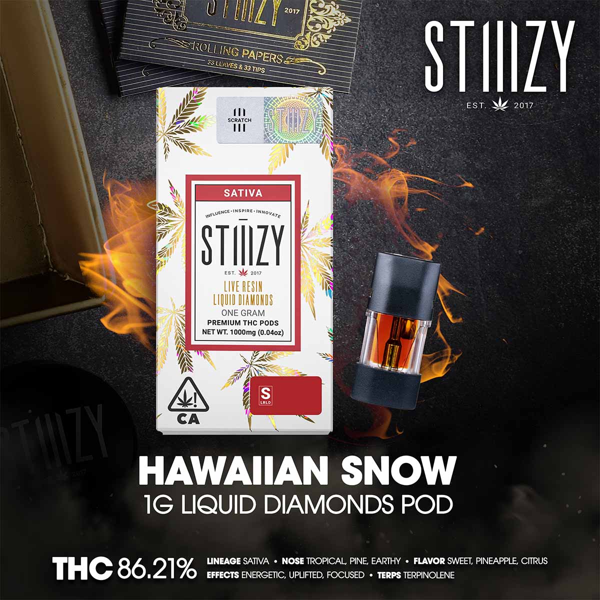 STIIIZY – Hawaiian Snow Liquid Diamonds Pod 1g -1×1-1200×1200 STIIIZY - Hawaiian Snow Liquid Diamonds Pod 1g