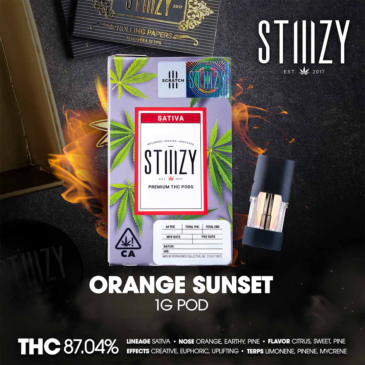 STIIIZY – Orange Sunset Pod -1×1-1200×1200 STIIIZY - Orange Sunset Pod 1g