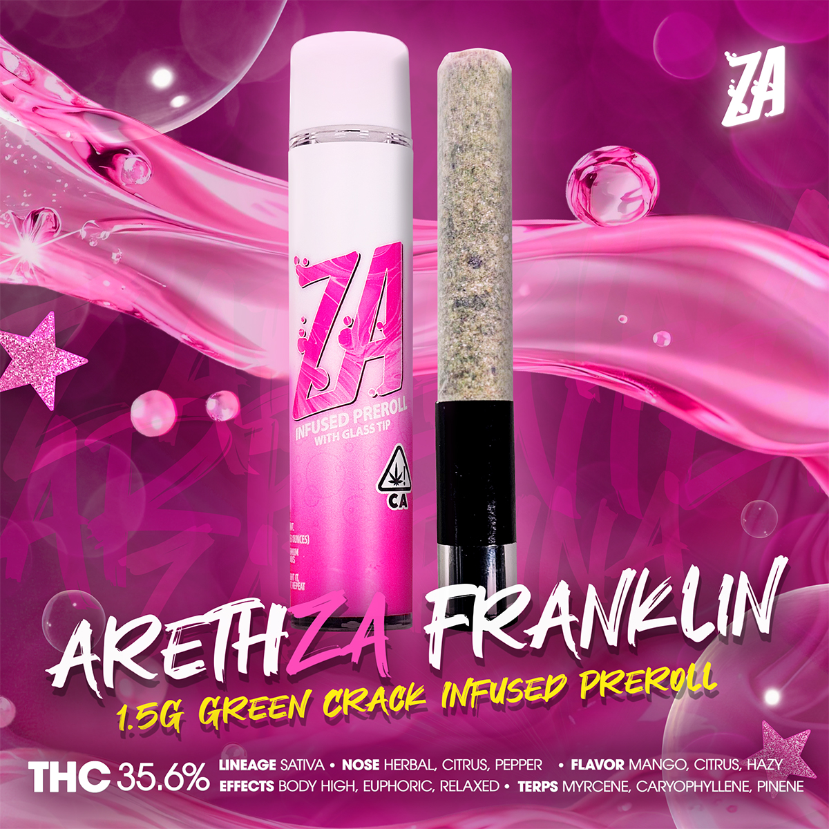 ZA – arethZA Franklin Green Crack Infused Preroll 1.5g-1×1-1200×1200
