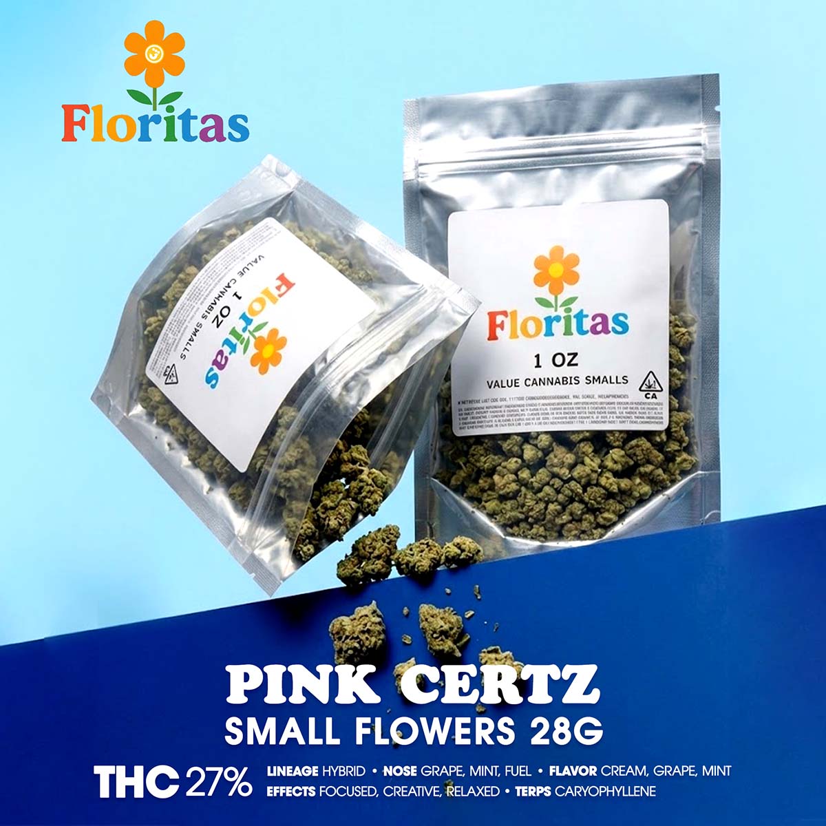 FLORITAS – Pink Certz Smalls Flower 28g-1×1-BRANDED-1200×1200