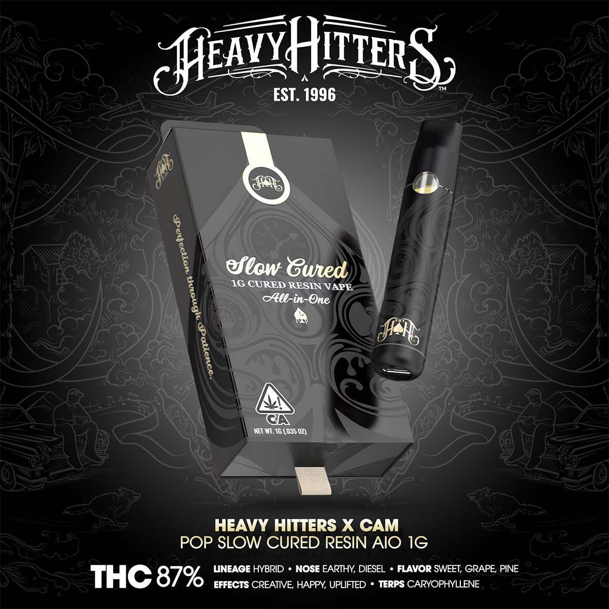 HEAVY HITTERS x CAM – Pop Slow Cured Resin AIO 1g-1×1-BRANDED-2048×2048