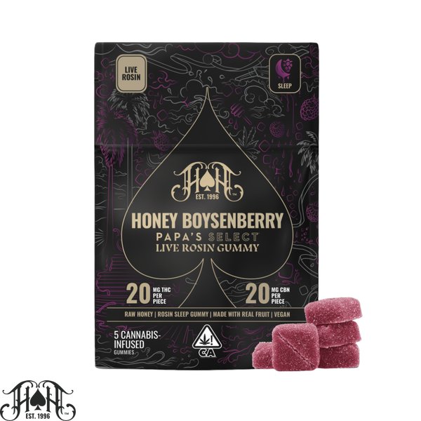 HEAVY-HITTERS-x-PAPAS-SELECT-Honey-Boysenberry-THCCBN-Live-Rosin-Gummies-100mg-600x600-wht-bg