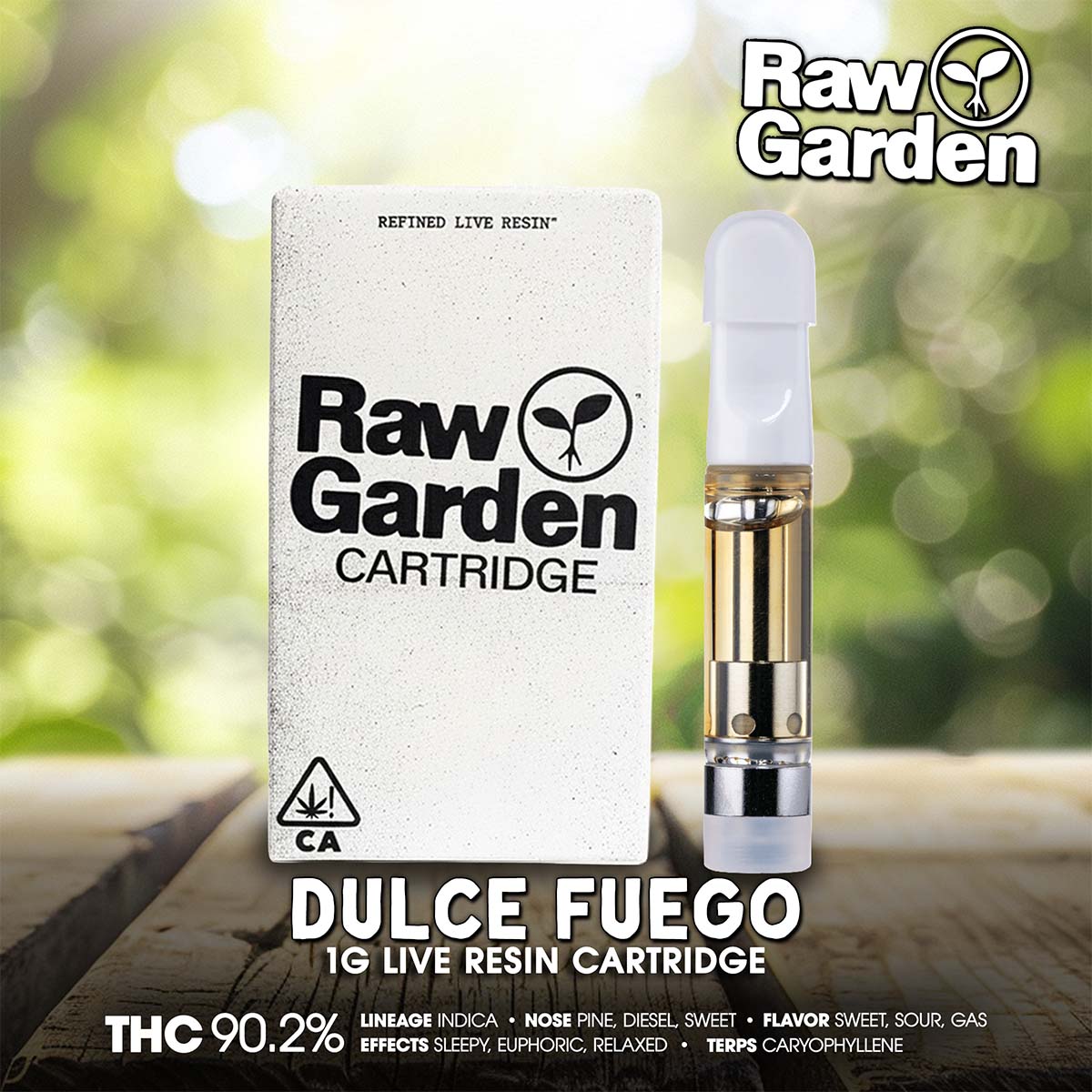 RAW GARDEN – Dulce Fuego Live Resin Cartridge 1g 1X1 BRANDED 1200×1200