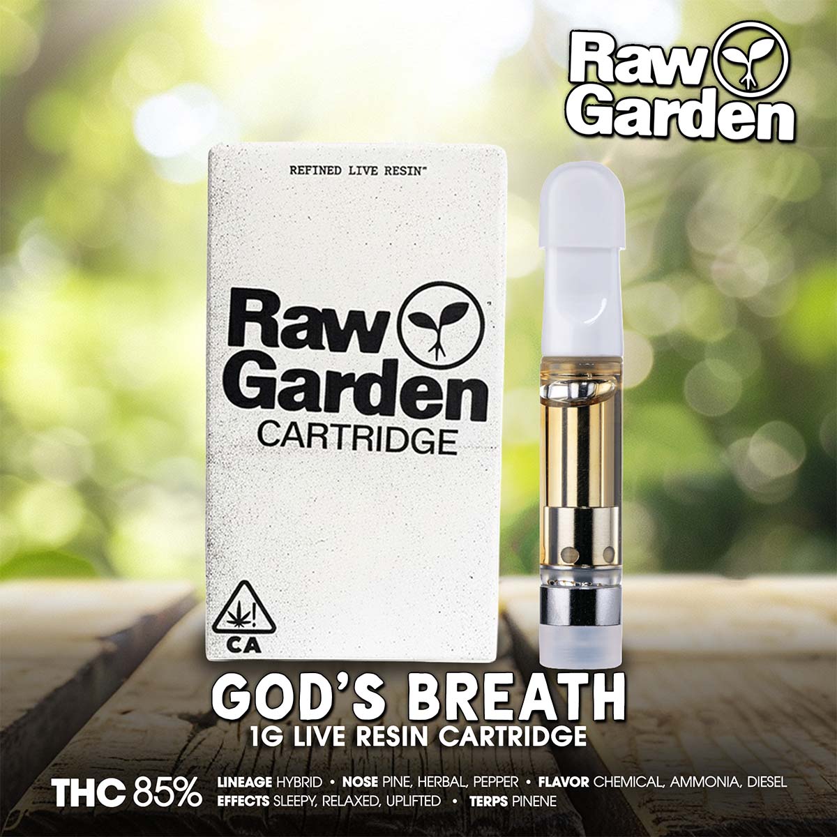 RAW GARDEN – God’s Breath Live Resin Cartridge 1g 1X1 BRANDED 1200×1200