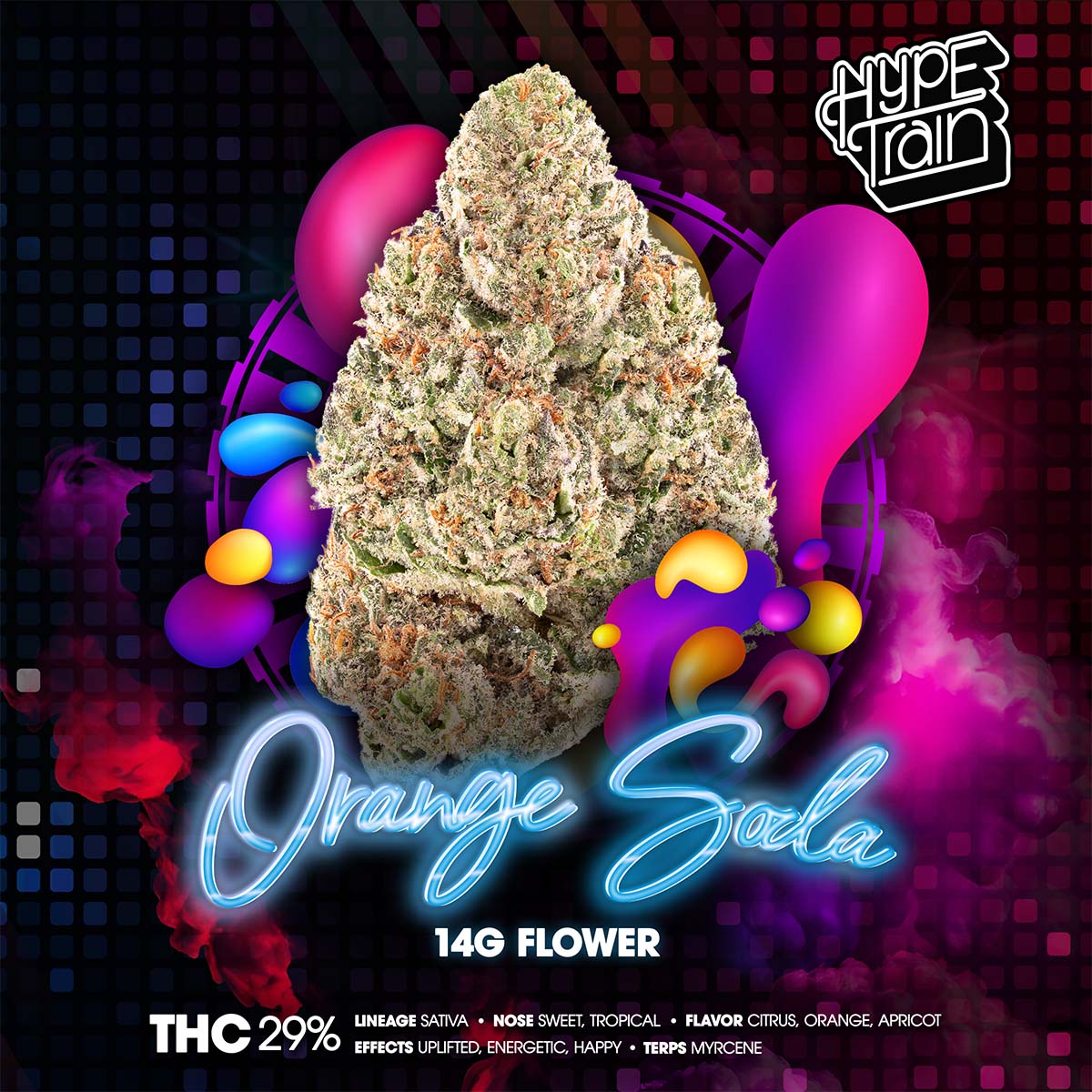 HYPE TRAIN – Orange Soda Flower 14g 1X1 BRANDED 1200×1200