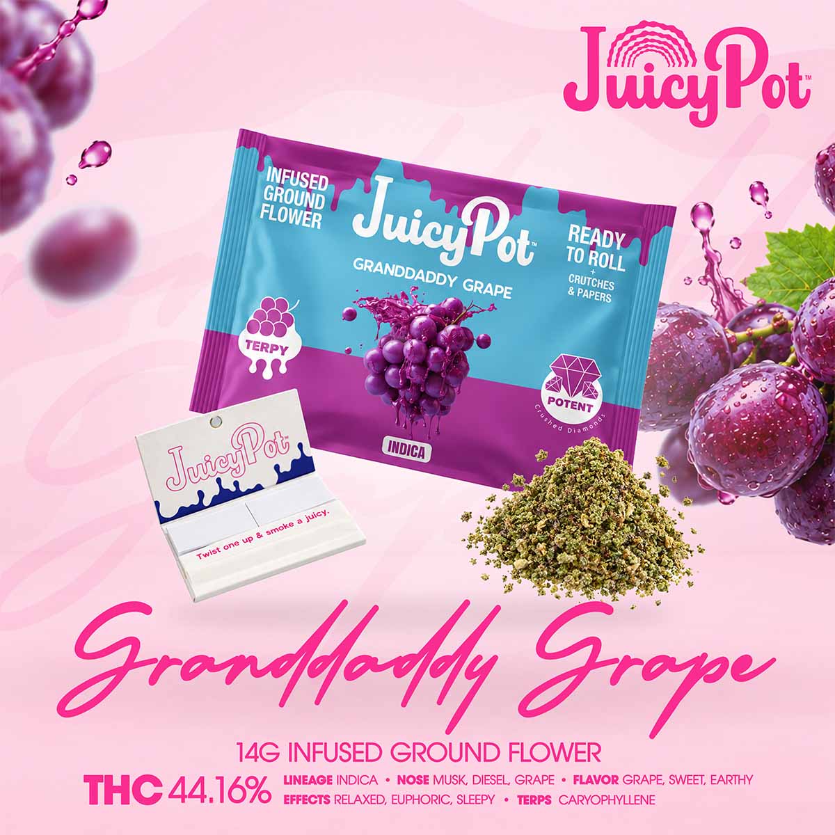 JUICY POT – Granddaddy Grape Infused Ground Flower 14g-1×1-BRANDED-1200×1200