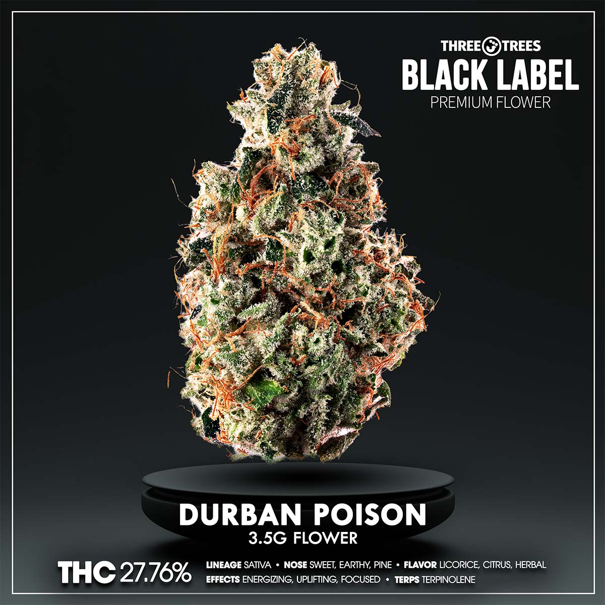 3T BLK LBL – Durban Poison Flower 3.5g -1×1-BRANDED-1200×1200