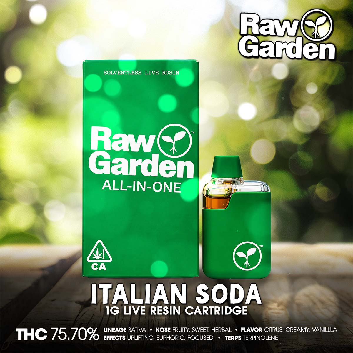 RAW GARDEN – Italian Soda Live Rosin AIO 1g 1X1 BRANDED 1200×1200