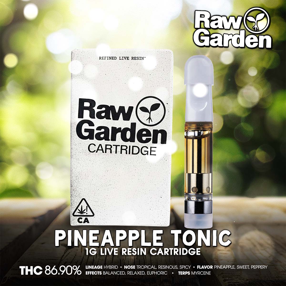 RAW GARDEN – Pineapple Tonic Live Resin Cartridge 1g 1X1 BRANDED 1200×1200