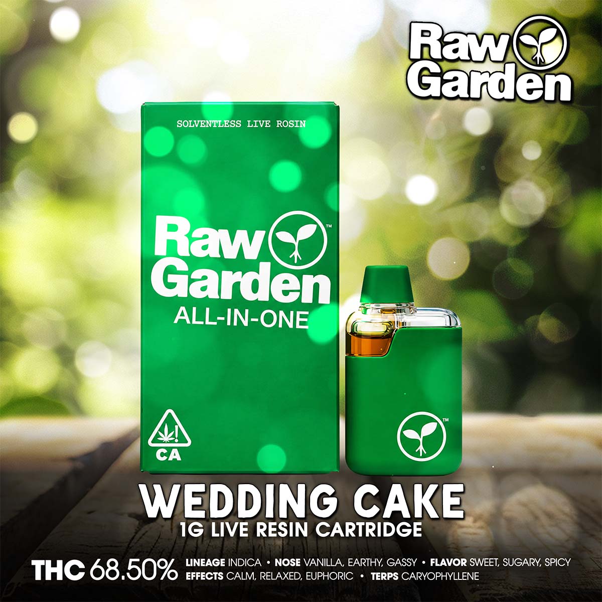 RAW GARDEN – Wedding Cake Live Rosin AIO 1g 1X1 BRANDED 1200×1200
