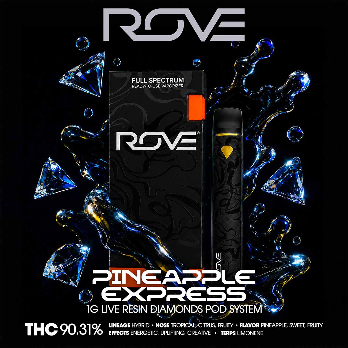 ROVE – Pineapple Express Live Resin Diamonds Pod System 1g 1×1-BRANDED-1200×1200