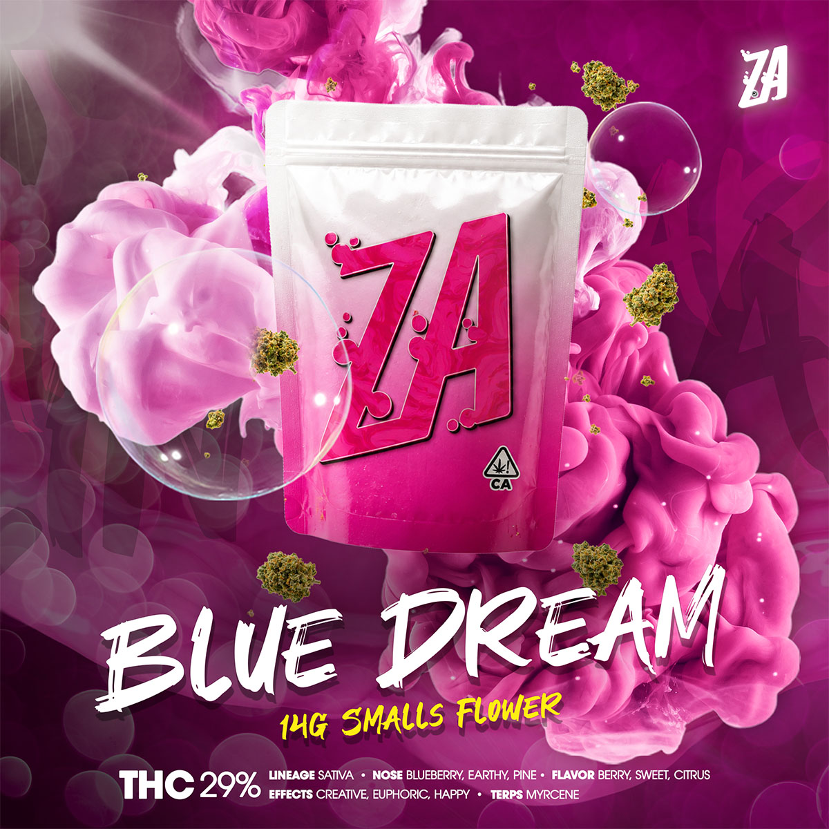 ZA – Blue Dream Smalls Flower 14g 1X1-Branded-1200×1200