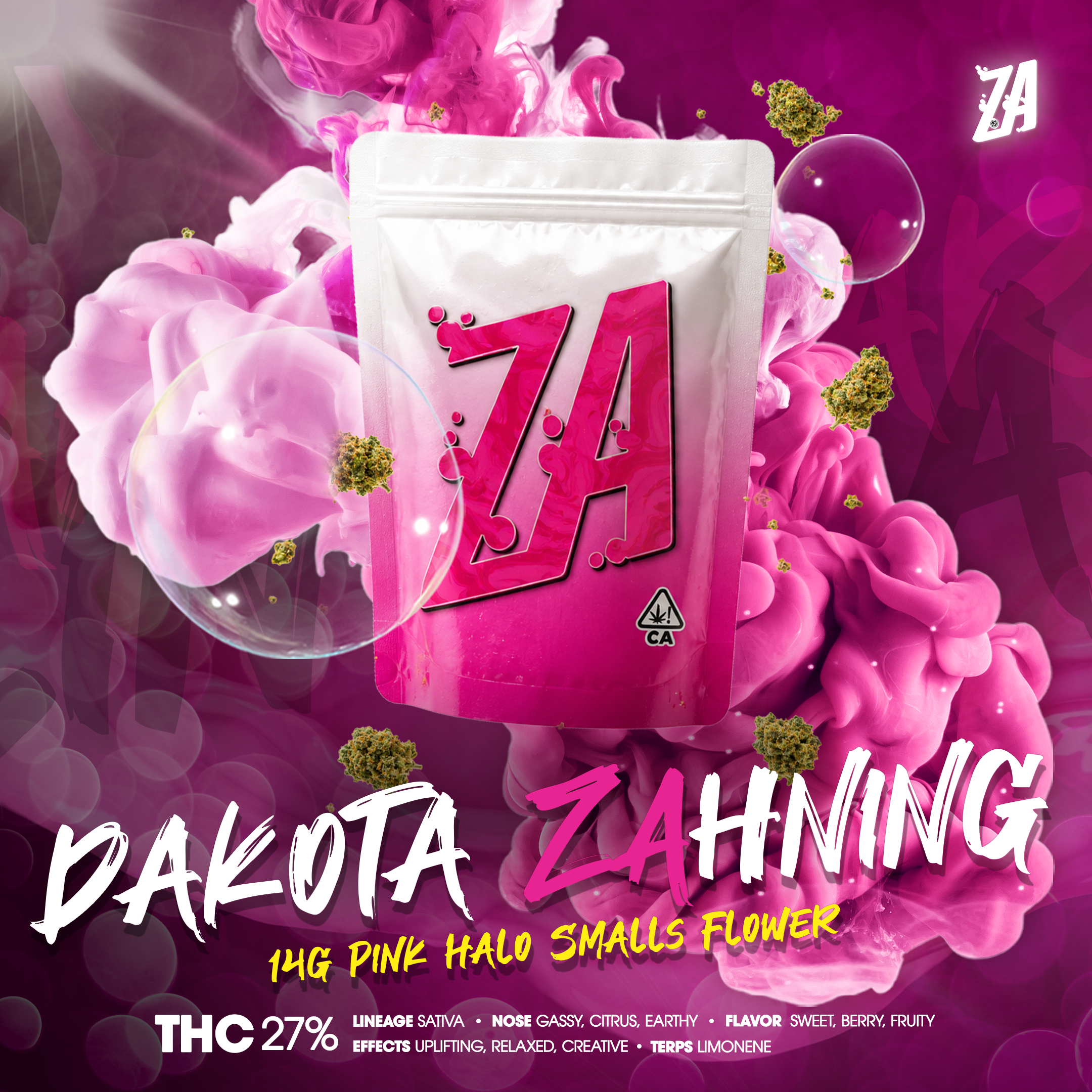 ZA – dakota ZAhning Pink Halo Smalls Flower 14g 1X1-Branded-2400×2400
